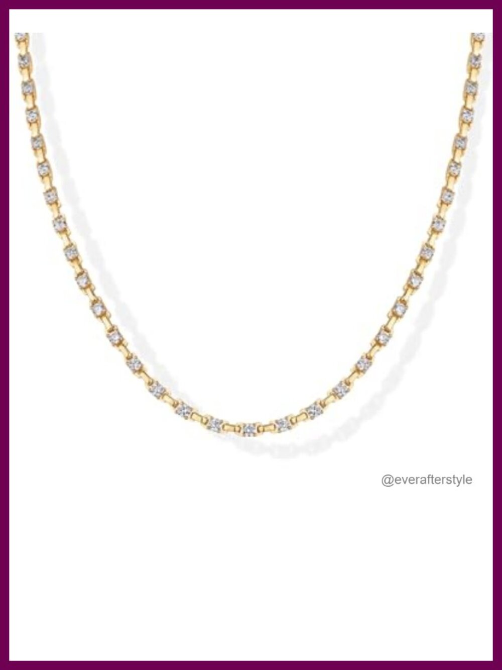 14K Gold Plated Tennis Choker Necklace for Women, Cubic Zirconia Station
